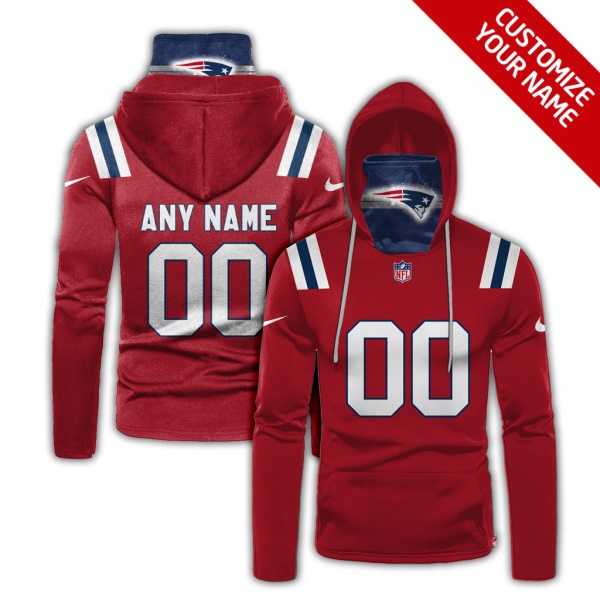 Men's New England Patriots Red 2020 Customize Hoodie Mask